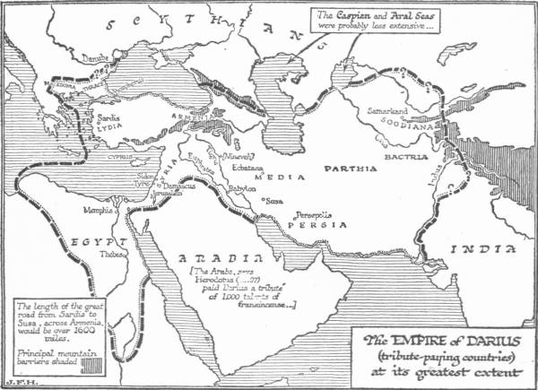 Map: The Empire of Darius (tribute-paying countries) at its
greatest extent