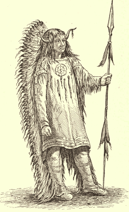 Mandan Chief in Full Dress. (After Catlin.) Illustration.